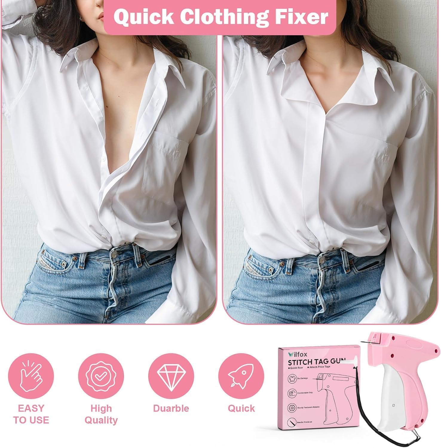 Stitch Gun for Clothing, 2 in 1 Mini Tagging Gun & Retail Price Tag Attacher Gun for Clothes with 6 Needles,1050pcs