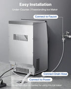 Commercial Ice Maker Machine, 80 lbs/24h with 6.8-13 lbs Storage Capacity, Countertop/Freestanding/Under Counter