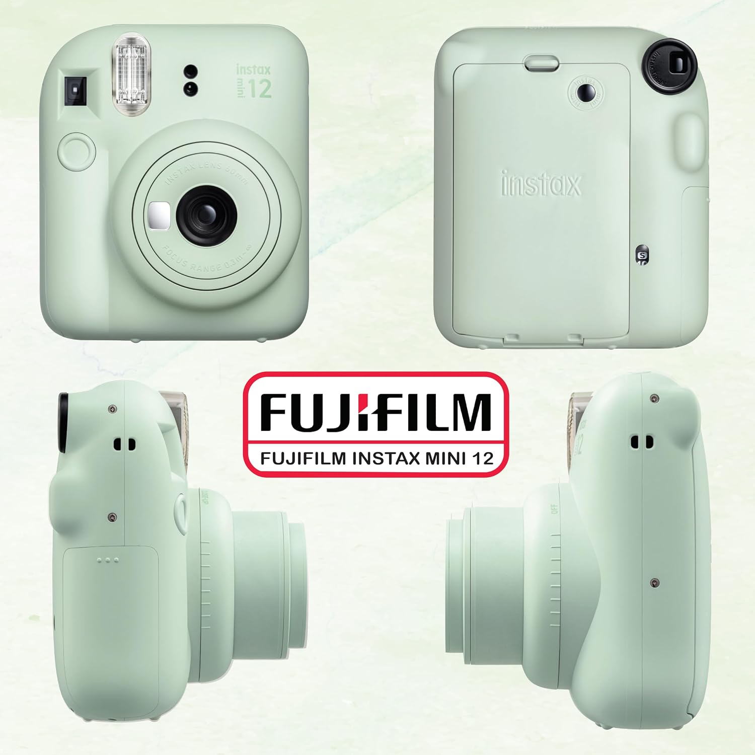 Instax Mini 12 Instant Camera Bundle with Fujifilm Instax Mini Instant Film Value Pack (60 Sheets) with Accessories