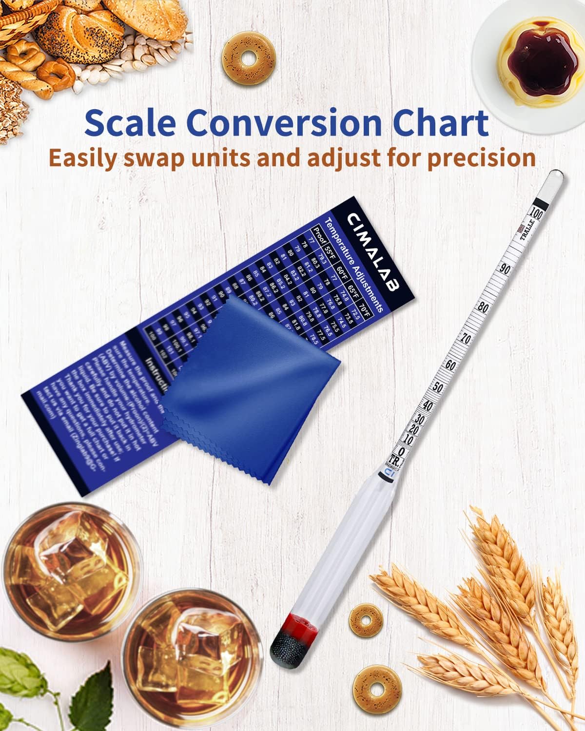 Hydrometer Alcohol Meter, Hydrometer Alcohol 0-200 Proof and Tralle Hydrometer, Alcohol Proof Tester for
