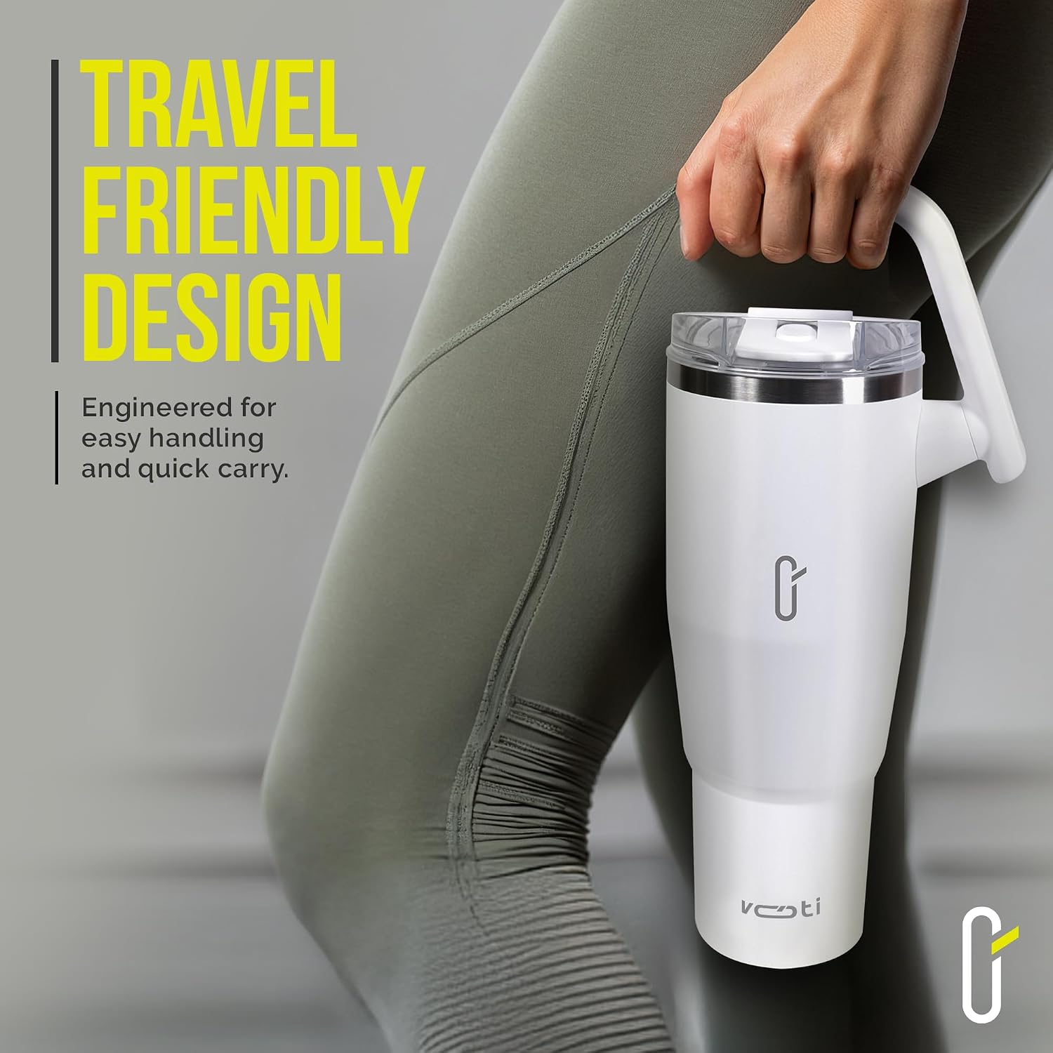 V180 40oz Insulated Tumbler with Lid and Straw, 180° Rotating Tumbler Handle for Easy Grip, Keeps Drinks Hot or Cold