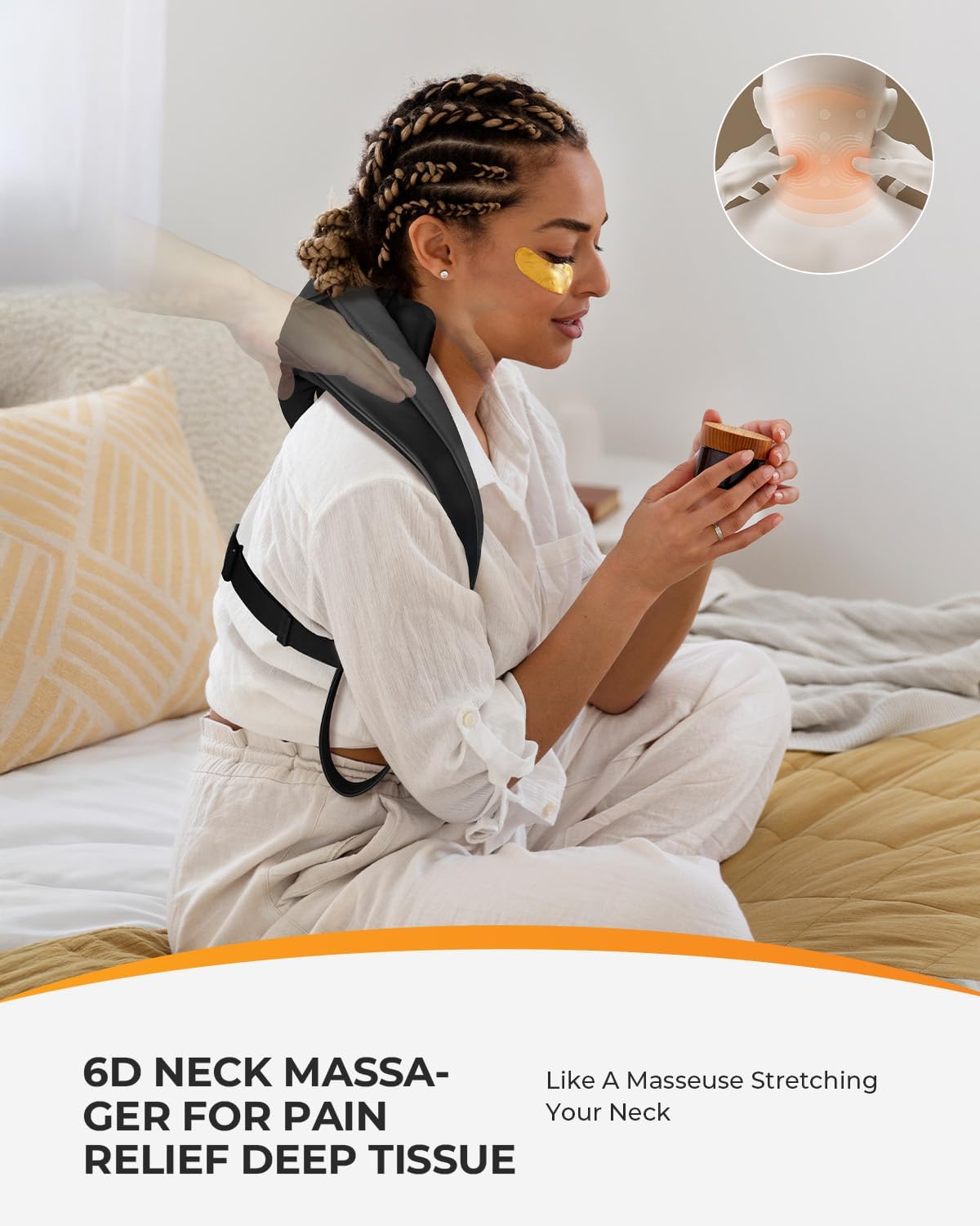 HSA Cordless Neck Massager with Heat, FSA Eligible Hands-Free Wearable Shiatsu Shoulder Massager for Home, Office or
