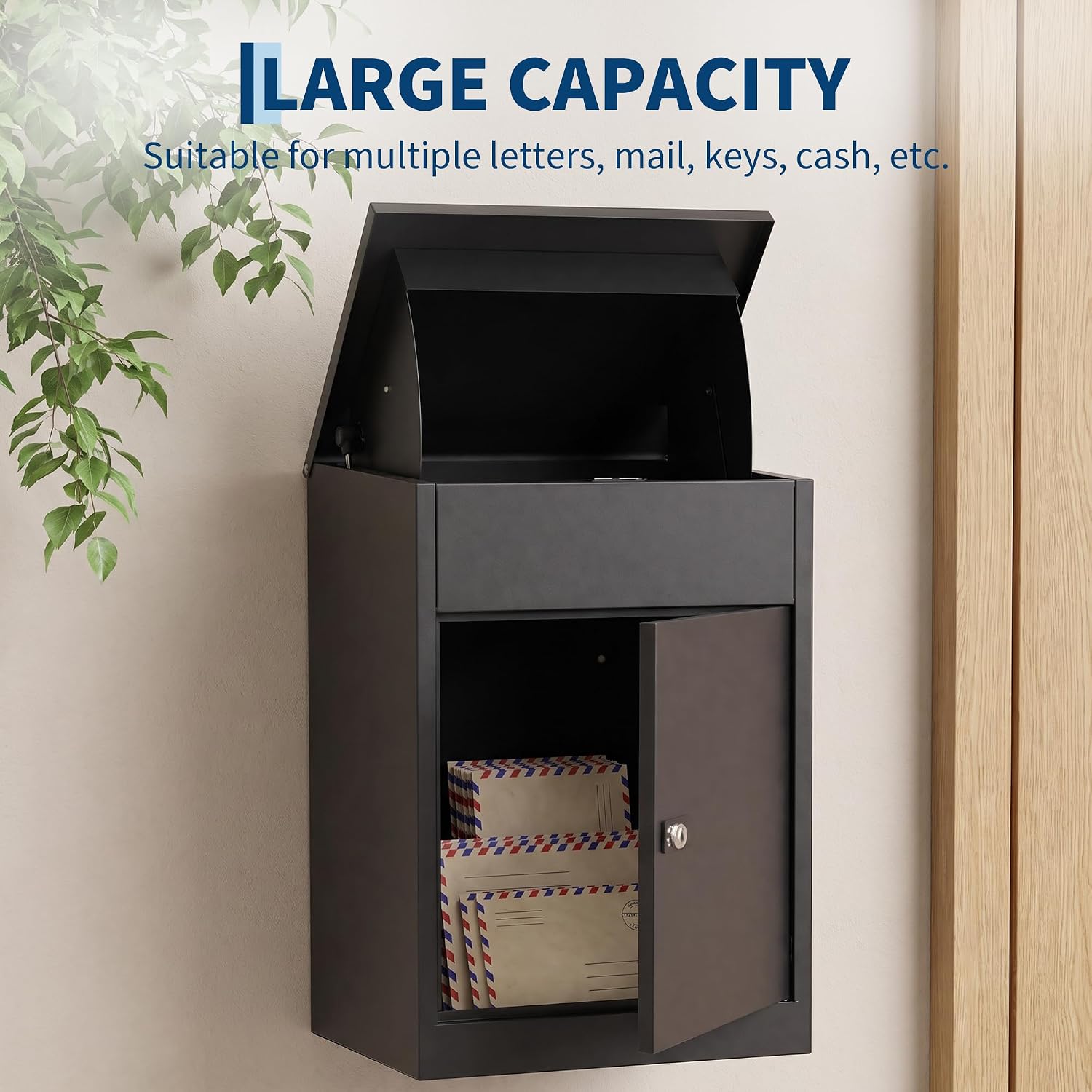 Package Delivery Box - Lockable Weatherproof Steel Parcel Drop Box | Anti-Theft Baffle Plate Porch Pirate Proof