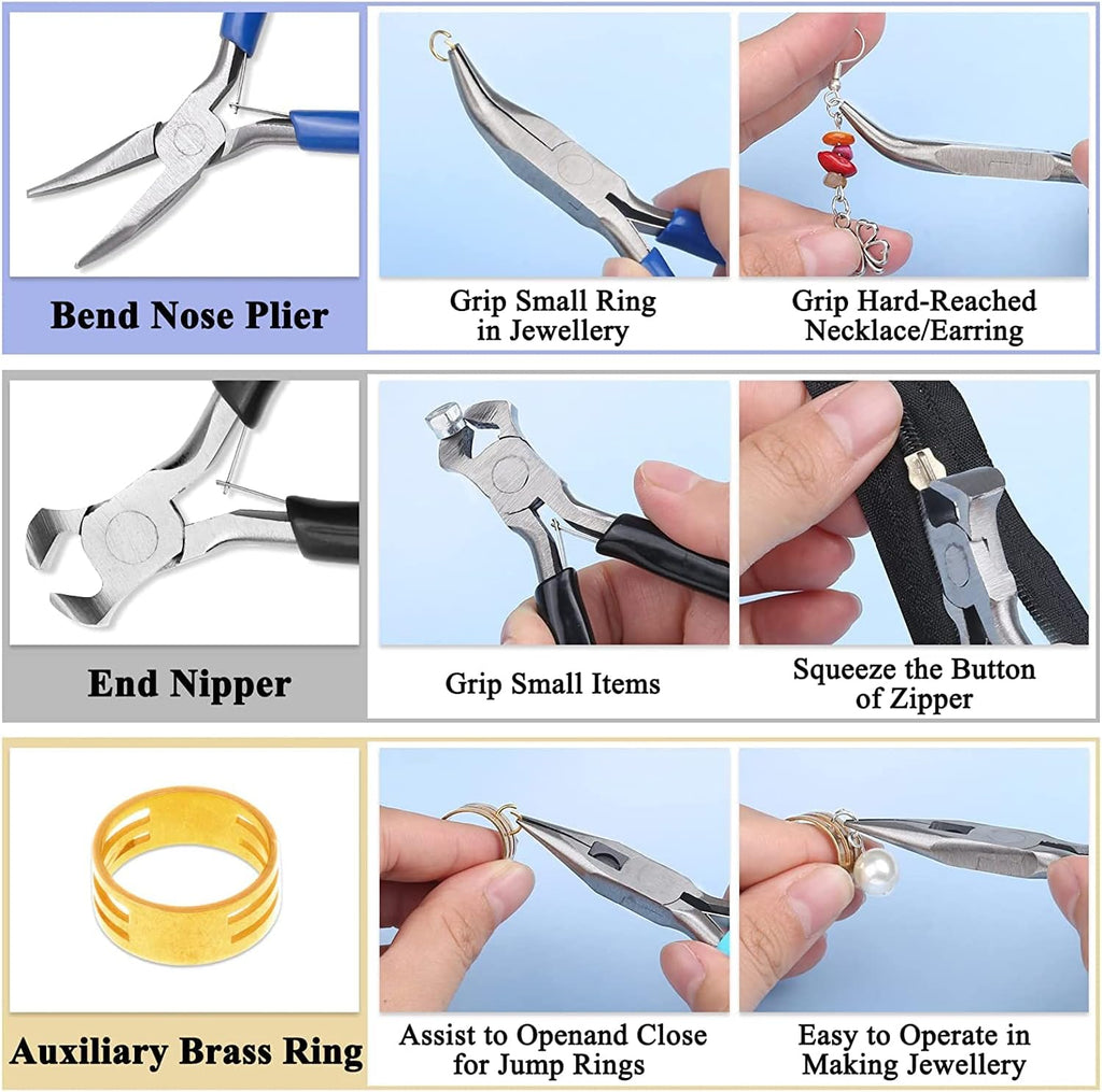 5 Packs Jewelry Pliers Set, Making Tools With Needle/Round/Chain/Bent/Zipper Pliers, Supplies Repair/Cut Kits for