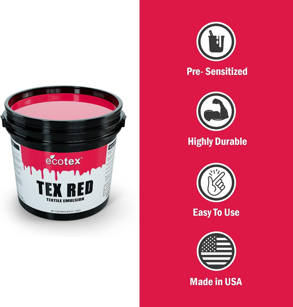 Ecotex Tex-Red Pre-Sensitized Screen Printing Emulsion, Photo Emulsion,Qt | Premixed And Pre-Sensitized Photo