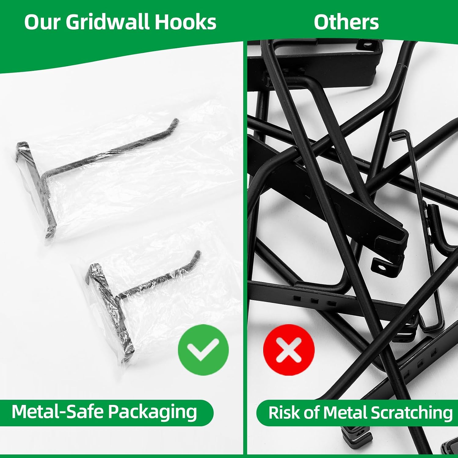 8 Inch Gridwall Hooks, Grid Panel Hanging Hooks for Retail, Home, and Workspace Organization, Displays, and Storage