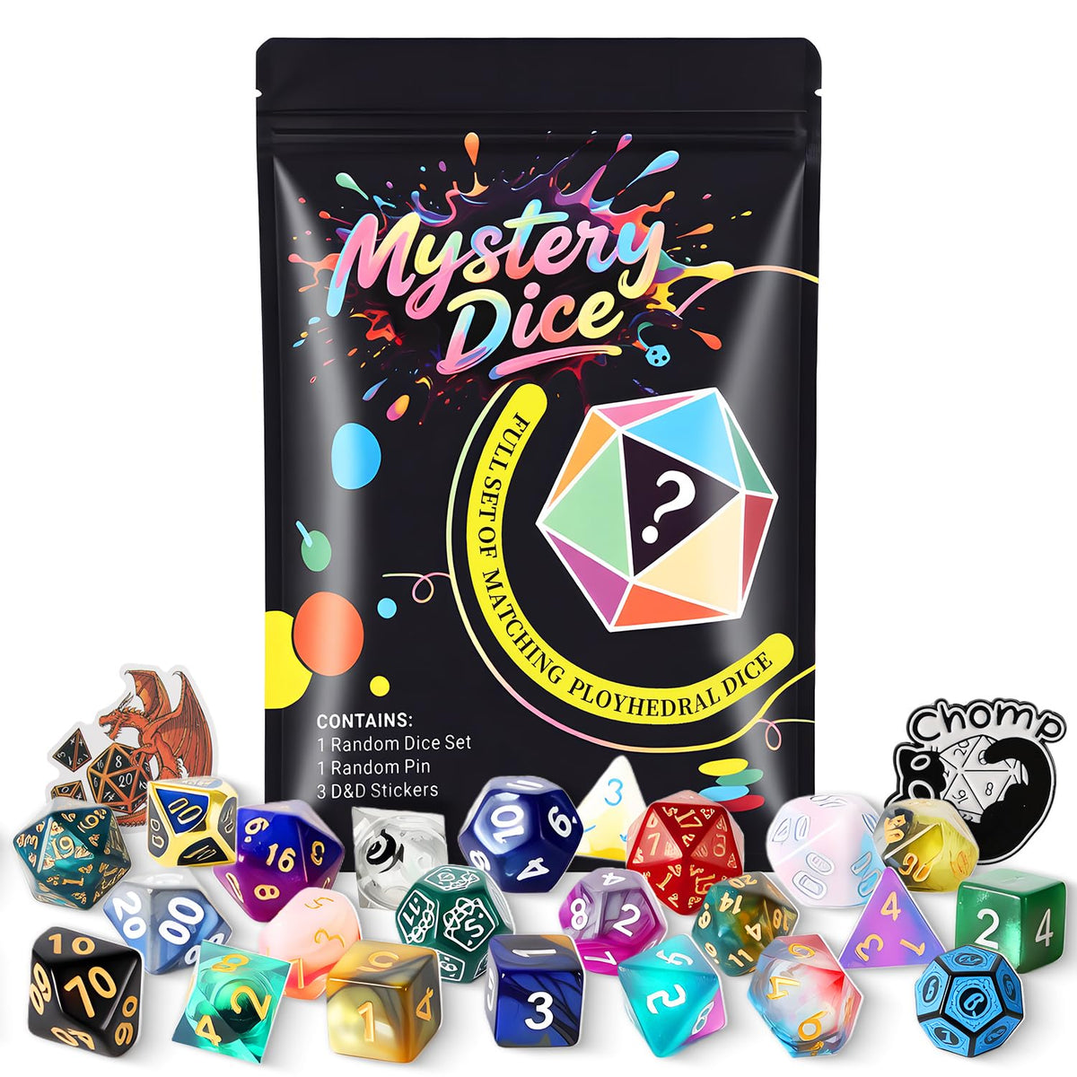 Mystery Dice Set, RPG Dice Set of 7 Polyhedral Dice