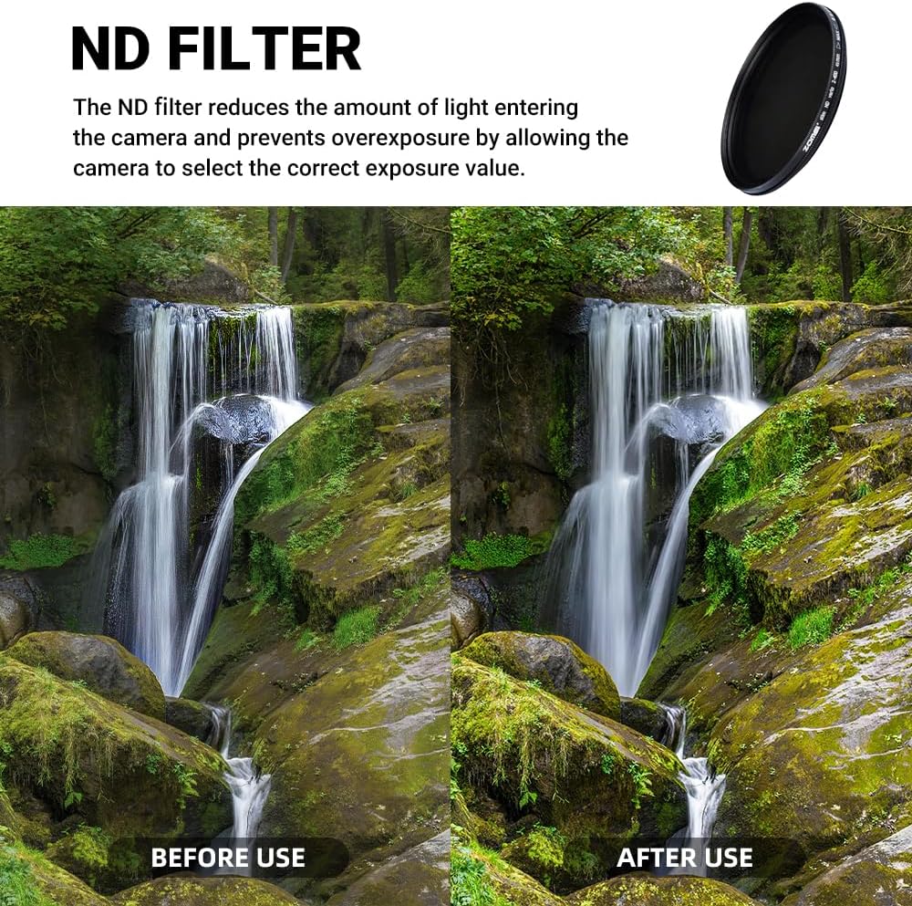 82mm UV/CPL/ND Lens Filter Kit (3 Pieces),Multi-Coated UV Protector, CPL Polarizing and ND2-ND400 Neutral Density