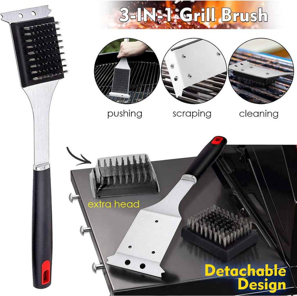 BBQ Grill Accessories Set of 7, Stainless Steel Grilling Tools Set with Storage Bag, Heavy Duty Grill Spatula, Tong