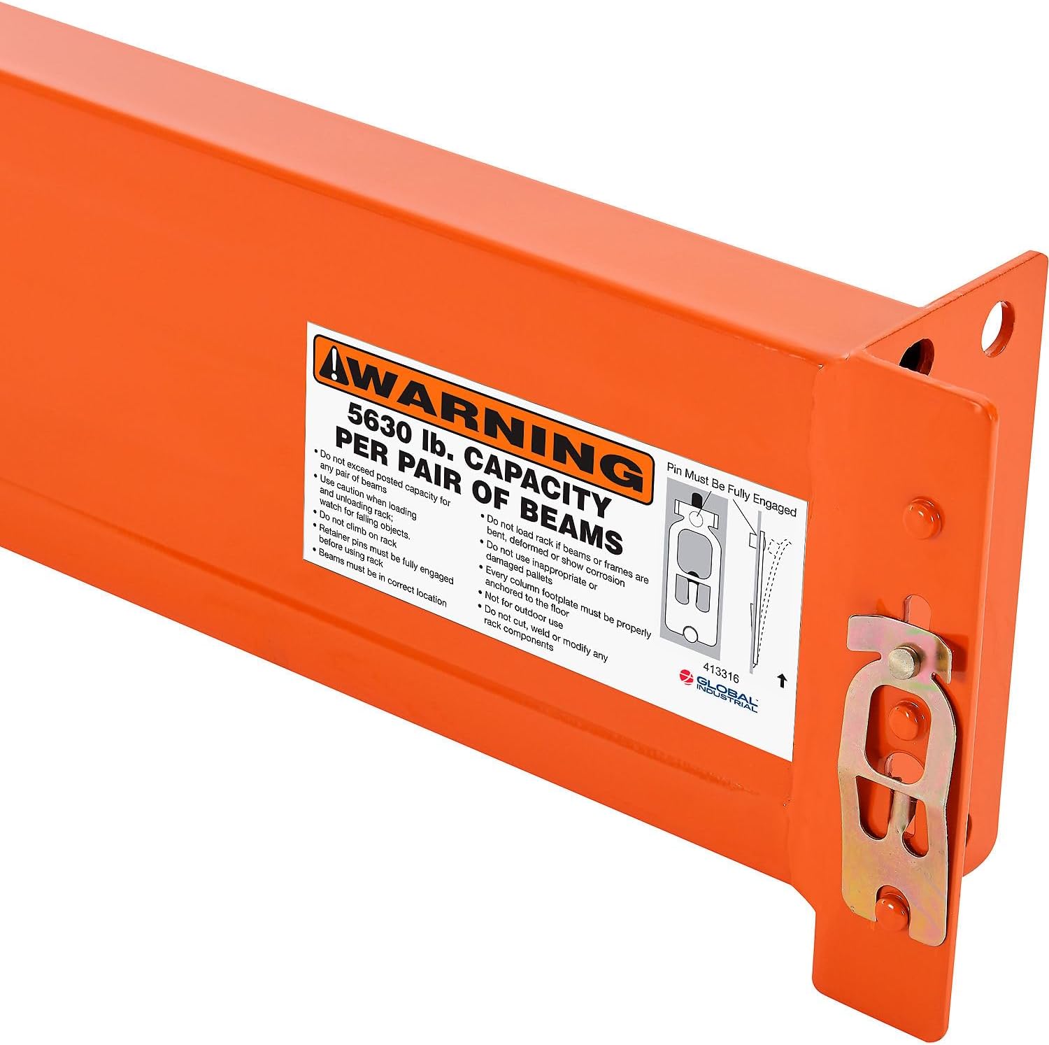 Unslotted Pallet Rack Beam, 120" L x 5-1/2"H, 5630 lbs Capacity, Set of 2