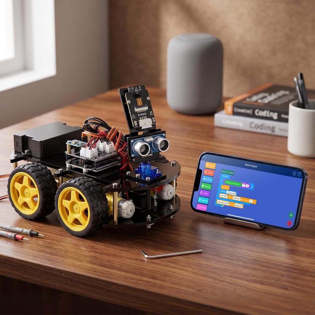 ELEGOO UNO R3 Smart Robot Car Kit V4 for Arduino Robotics for Kids Ages 8-12 12-16 STEM Science Kits Coding Gifts for