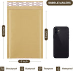 Natural Kraft Bubble Mailers 6x10 Inch 25 Pack Usable Size 6x9 Brown Padded Envelopes #0 Small Business Mailing