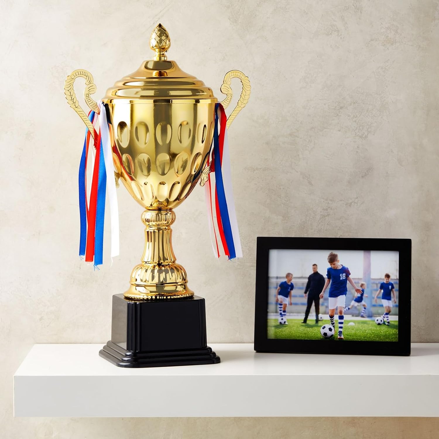 Trophy Award Cup - 16.63-Inch Gold-Plated Steel, Glossy Finish - 1st Place Award, Soccer Cup & Football Trophy