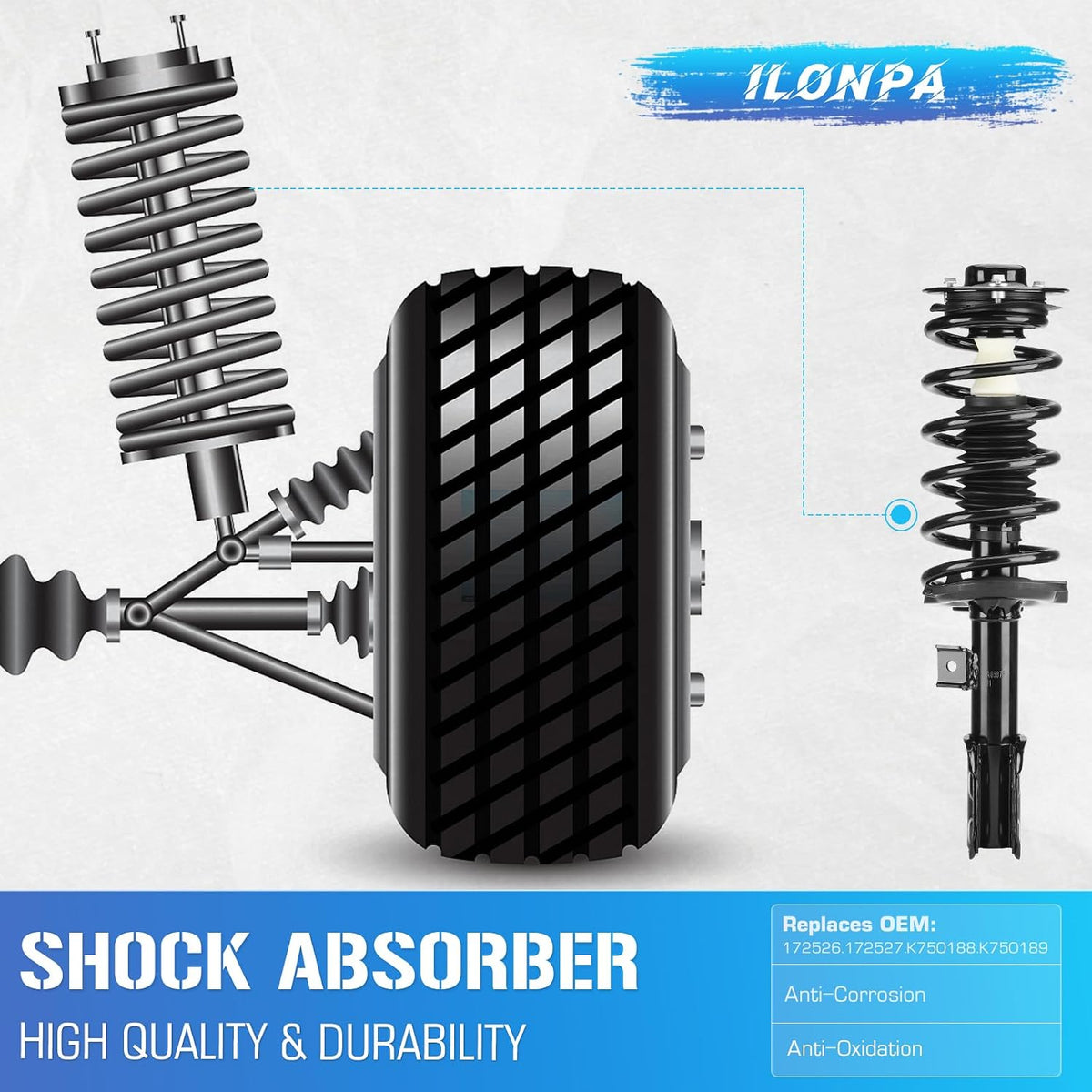ILONPA Front Struts w/Coil Spring & Sway Bar Links for Chevy Equinox GMC Terrain Saturn Vue Pontiac Torrent Suzuki XL-7, Suspension Kit Shock Absorbers Assemblies for 172526 172527 K750188 K750189