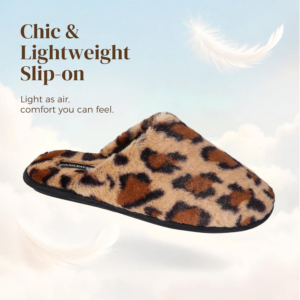 Women's Fuzzy Scuff Slippers Memory Foam Non-slip House Shoes | Indoor,faux
