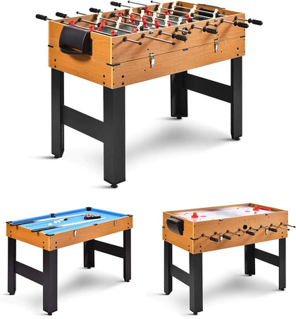 3 in 1 Multi Game Table, 49 Inch with Foosball Hockey & Billiards, Competition Sized Combo Game Table for Home, Game