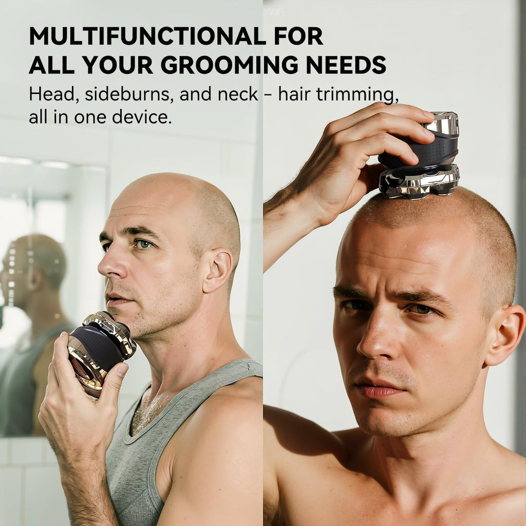Men's Electric Rotary Shavers Bald，2026 Upgrade 7D Floating Electric Shaver with LED Display,IPX6 Waterproof,Type-C