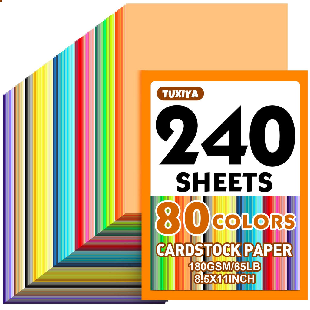 240 Sheets 8.5" X 11" Colored Cardstock, 80 Colors Card Stock