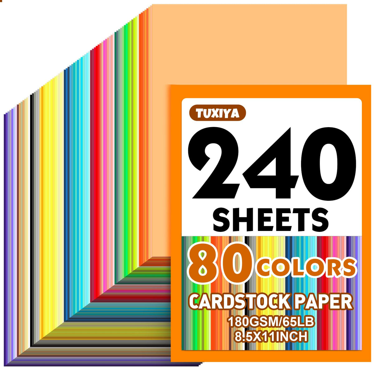 240 Sheets 8.5" X 11" Colored Cardstock, 80 Colors Card Stock