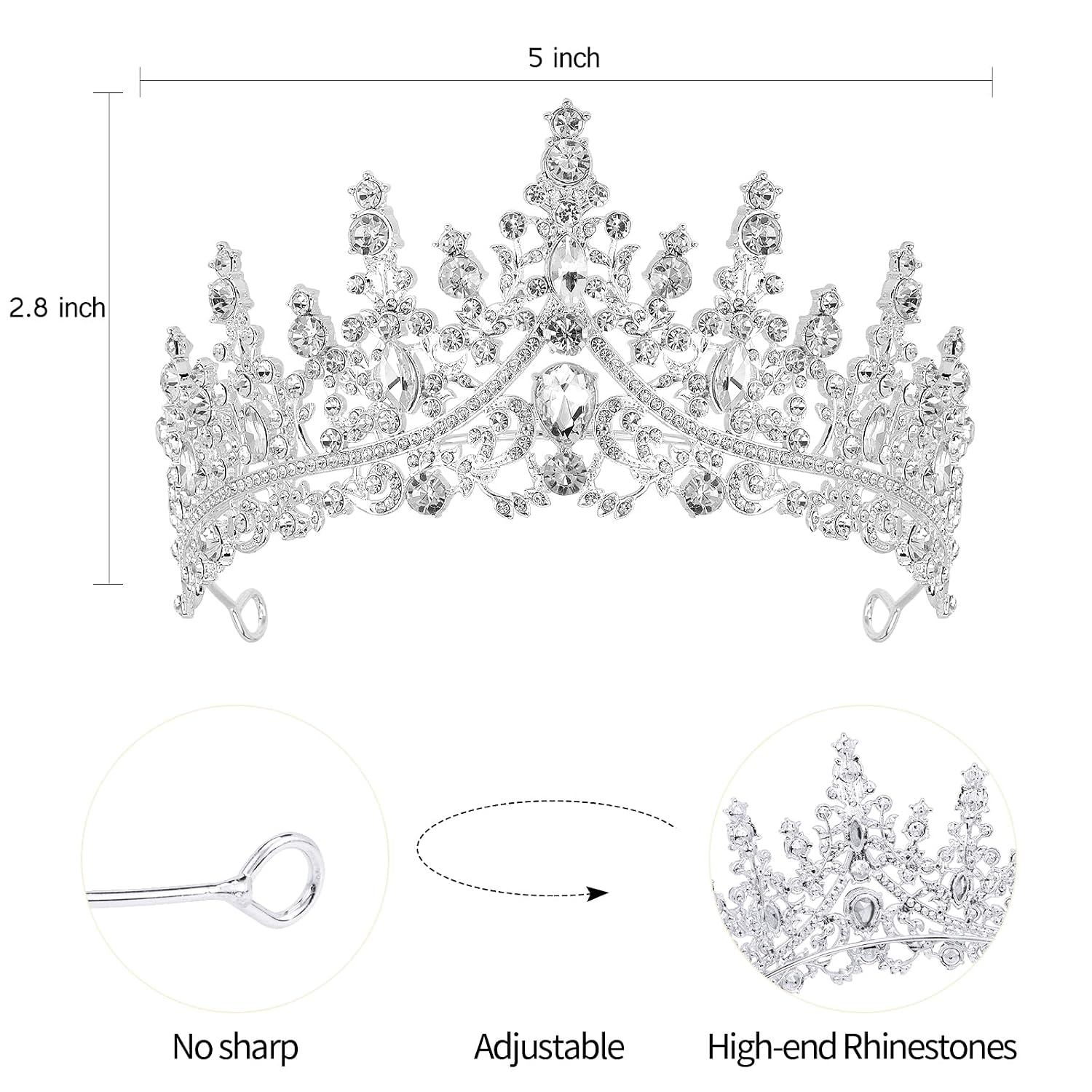 Birthday Queen Tiara Crowns for Women Girls Silver Crystal Birthday Queen Headband Sash Elegant Princess Crown Happy