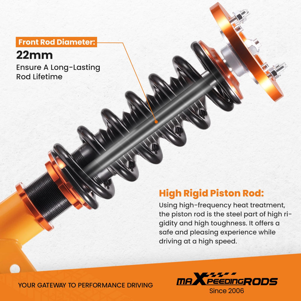 Coilovers for Ford Mustang 2005-2014, Height Adjustable Coilovers Suspension Kit, Preset Damping Shock Absorber
