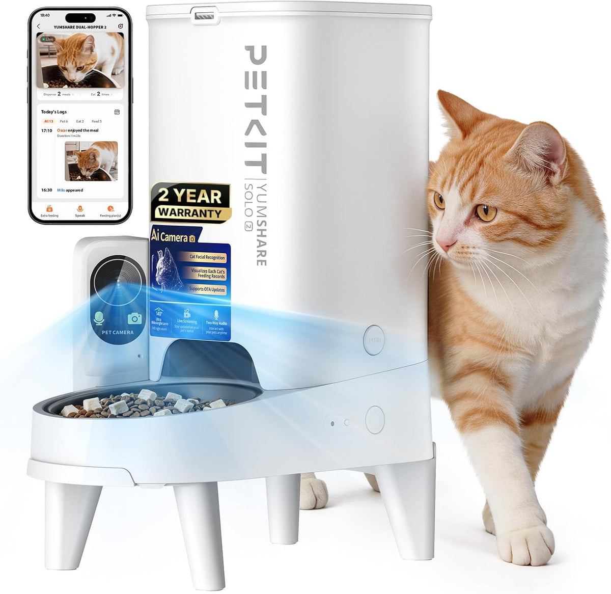Upgraded Multi-Cat Recognition Automatic Cat Feeder with Camera