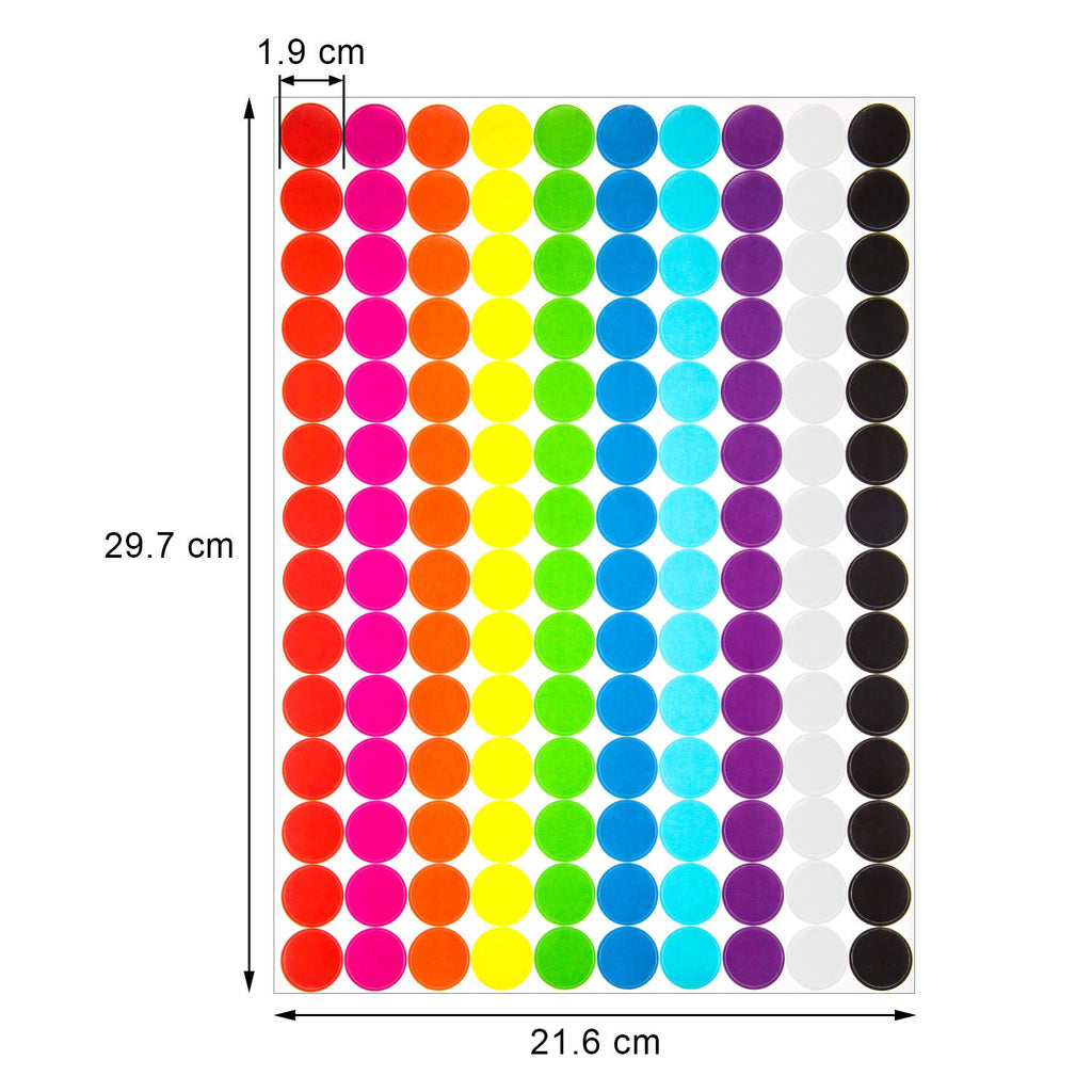2800 Pieces 3/4" Round Dot Stickers, Circle Coding Labels Multicolor