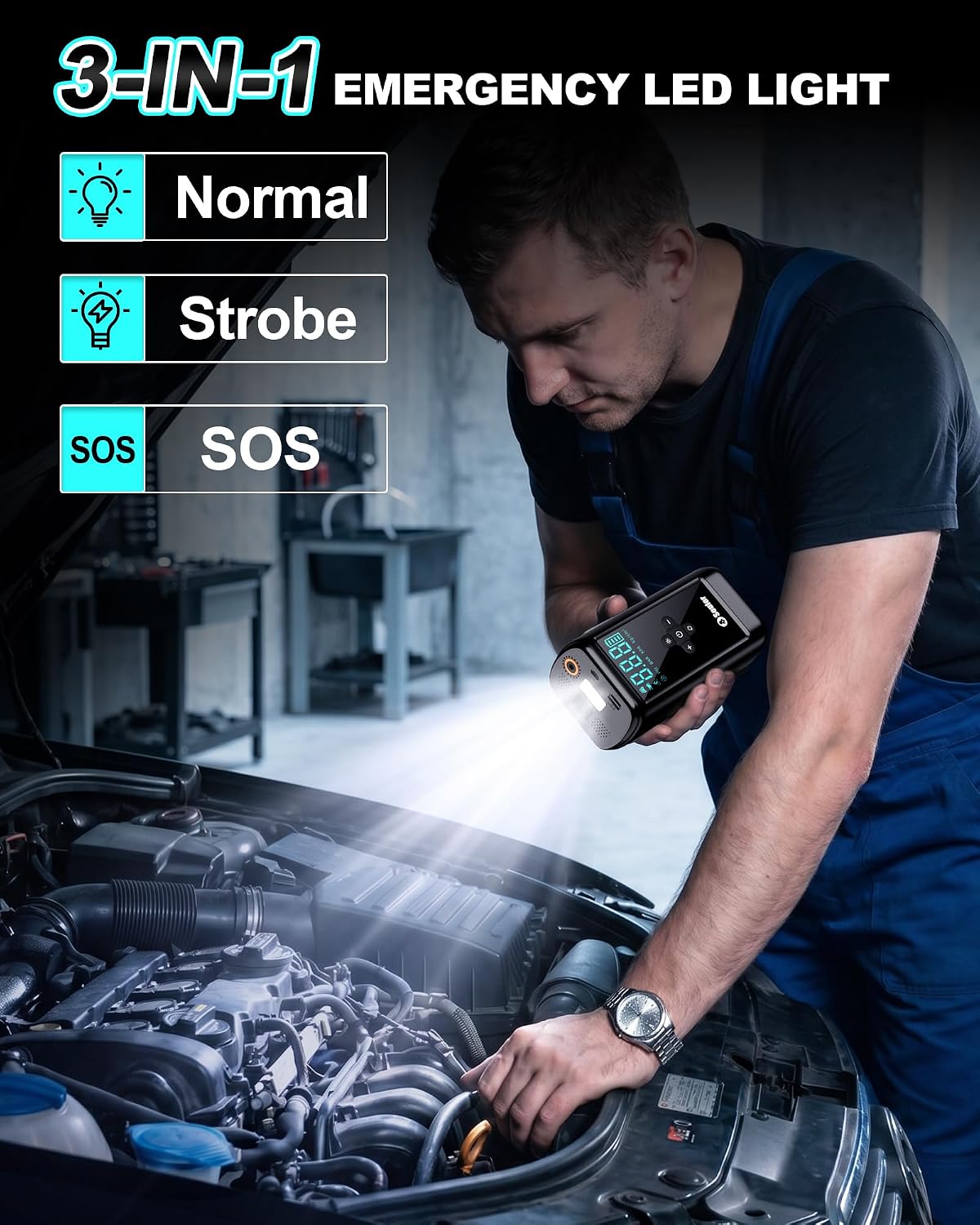 Jump Starter with Air Compressor Battery Jumper Starter Portable 6000A Car Battery Jump Starter with 160PSI Portable