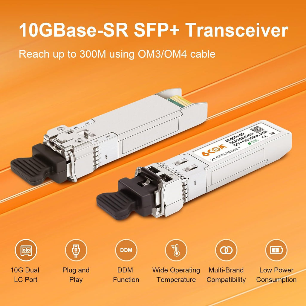 4Pack 10GBase-SR SFP+ Transceiver,10G 850nm 300M Dual LC Multi-Mode Module