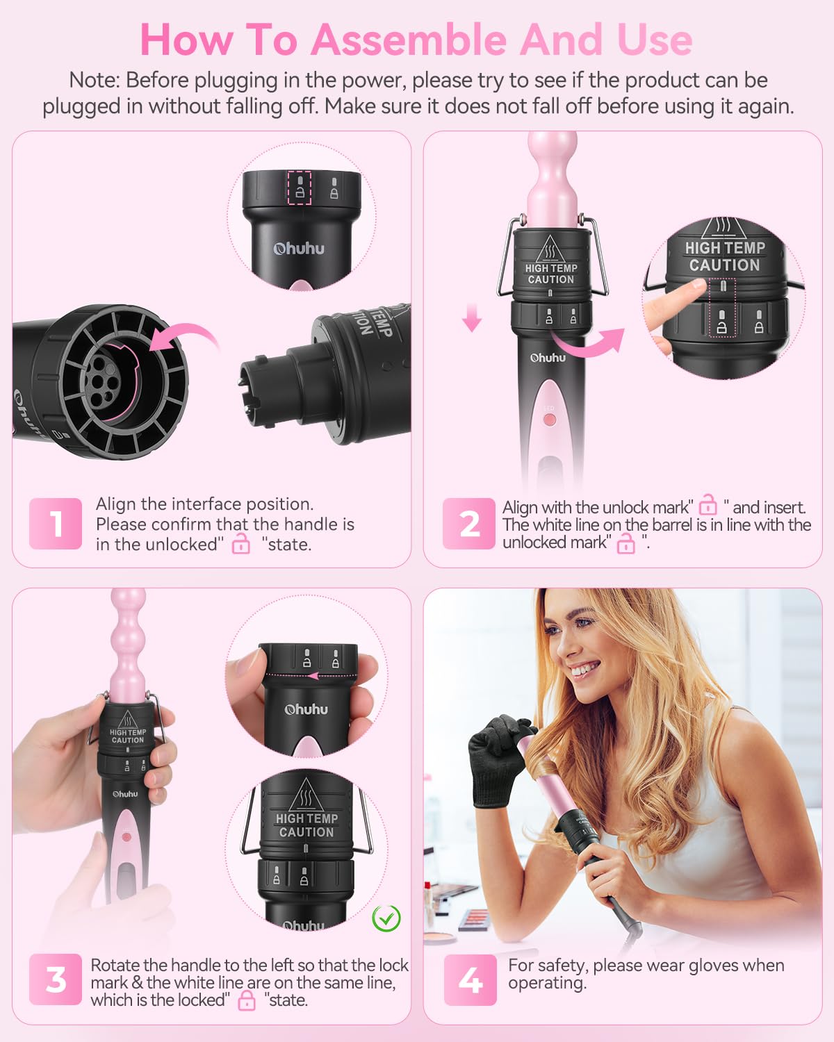 5 in 1 Curling Wand Set, 0.35"-1.25" Interchangeable Ceramic Barrels