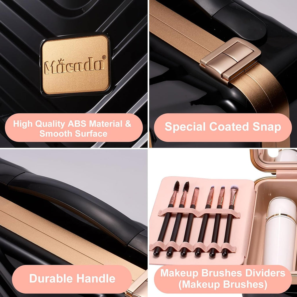 Travel Makeup Case with Mirror, Makeup Box with Brushes Divider