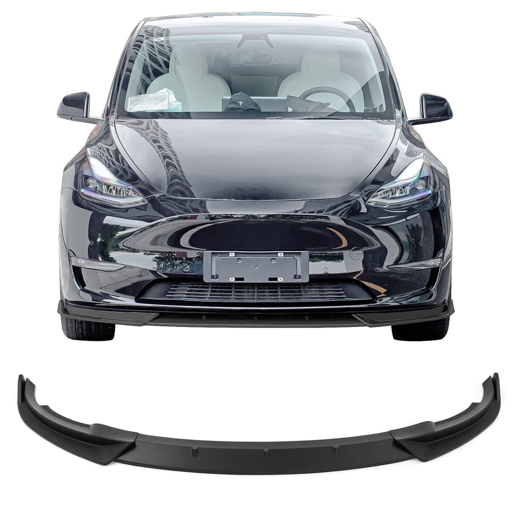 Fit 2020-2025 Tesla Model Y 3PCS Front Bumper Lip Matte Black