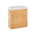 Slim Laundry Hamper, Handwoven Natural Water Hyacinth Basket