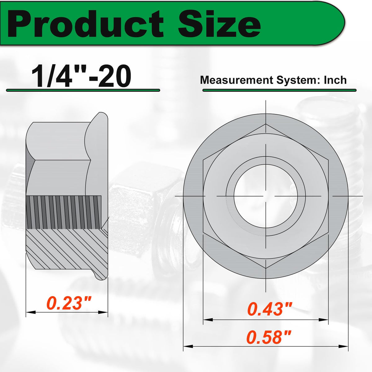 1/4-20 Serrated Flange Hex Nuts for DIY Home Mechanism