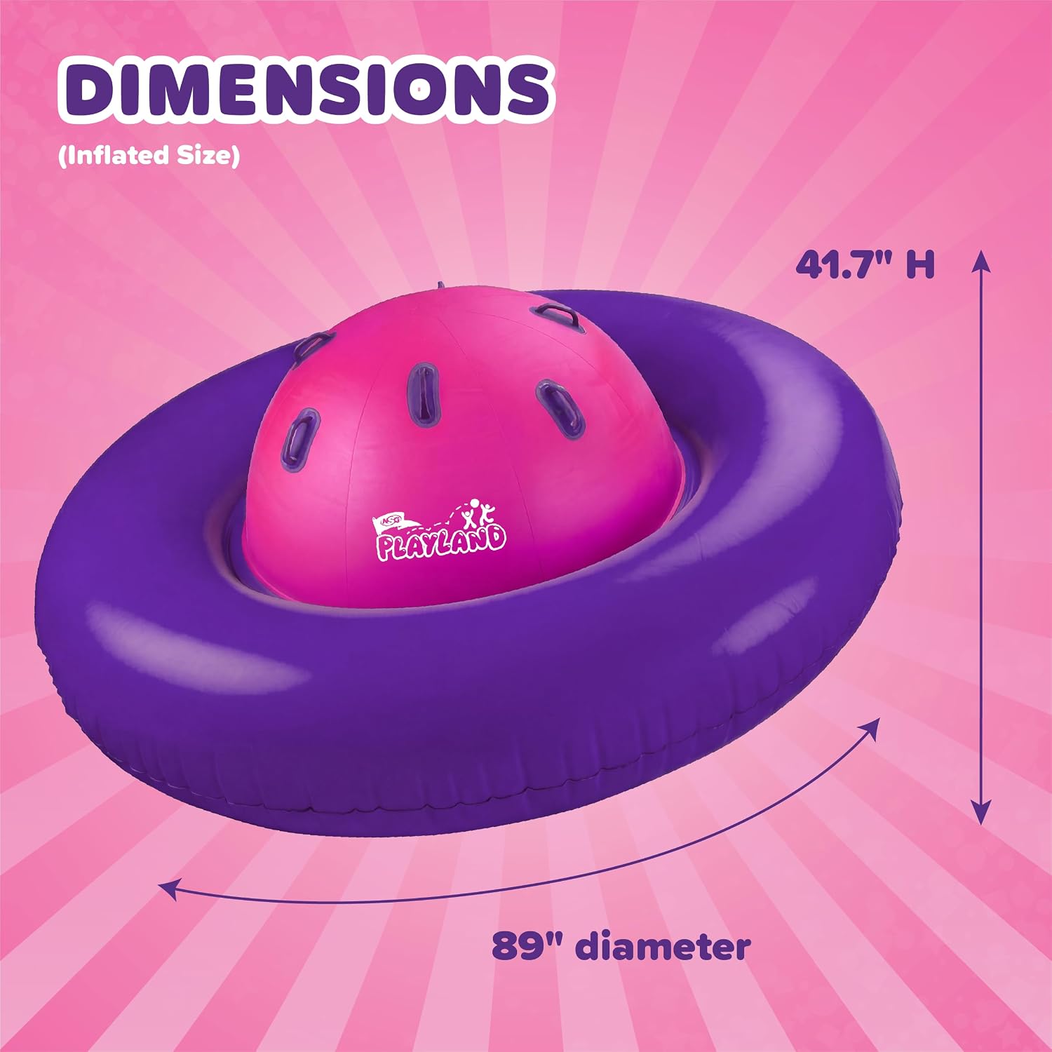 Playland Inflatable Dome Rocker for Kids Ages 5+ | Large 89” Balance Dome Rocker Bouncer with 8 Handles | Fits 3