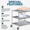 33" x 21" Stainless Utility Cart, 3-Shelf, Casters, NSF