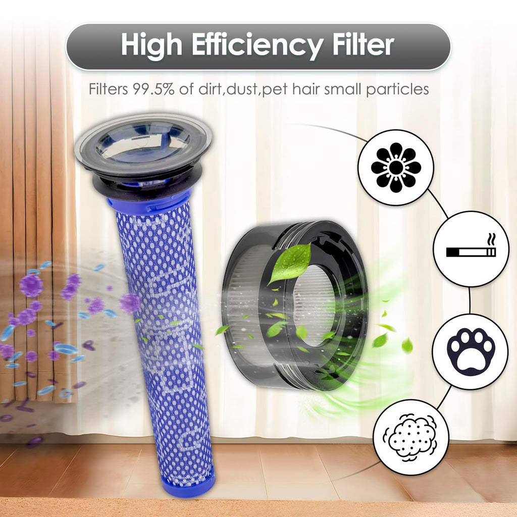 1 Pre-Filter, 1 Post-Filter, 1 Brush, Accessories for Dyson V8 Cyclone