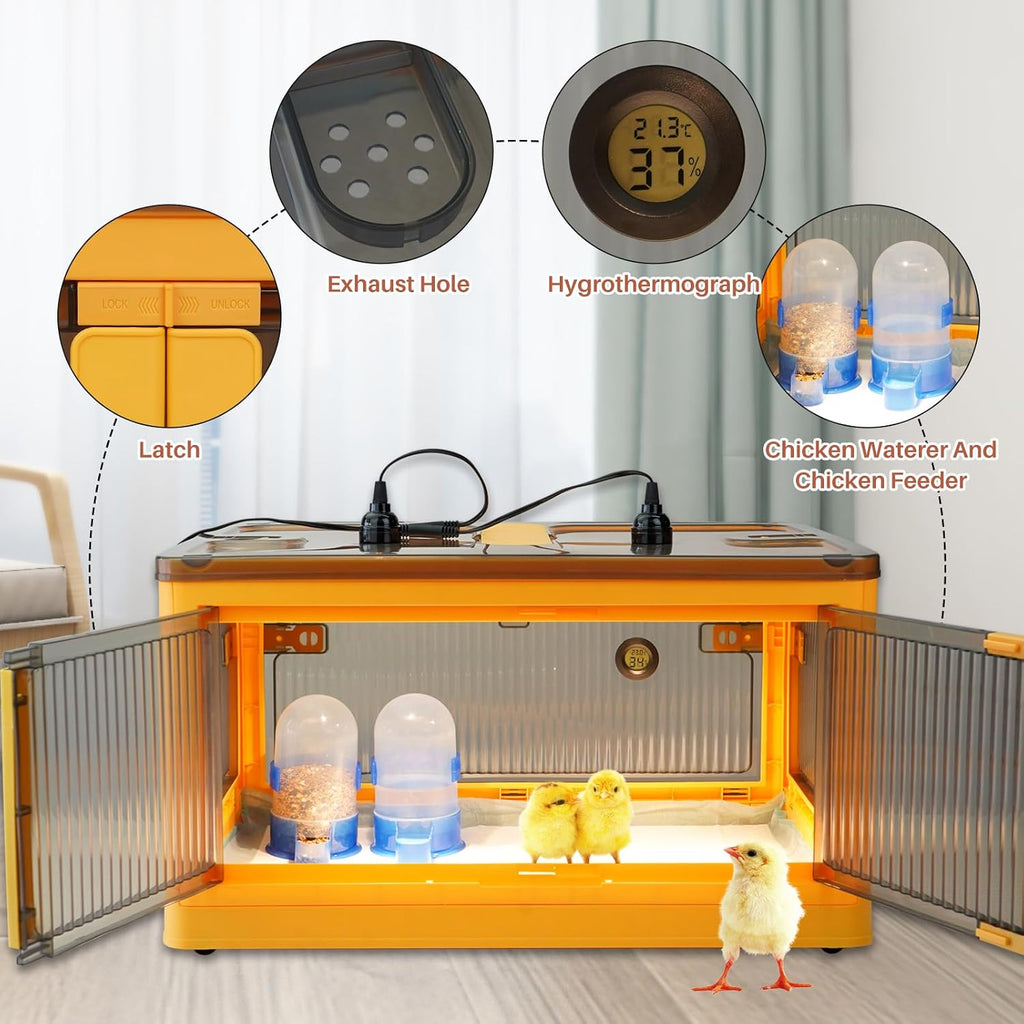Chicken Brooder Box for Chicks, Brooder Heater Warms up to 20 Chicks with Feeder and Waterer, Poultry Breeding Box