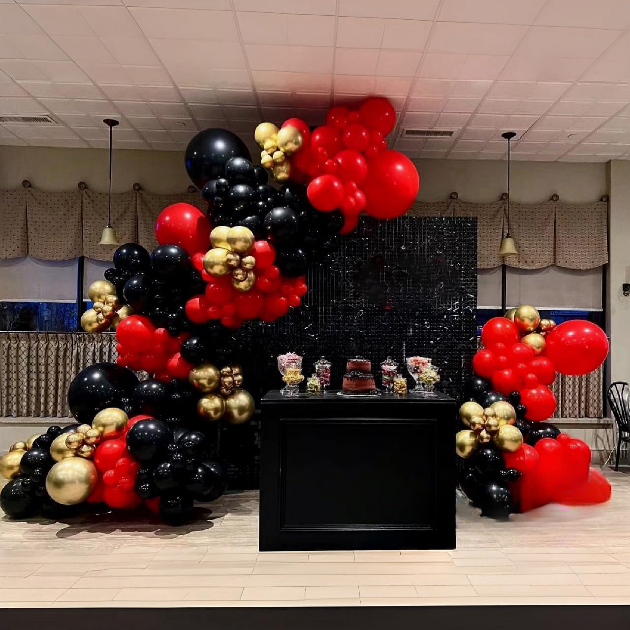 Red and Black Balloon Arch Kit, 114PCS Red and Gold Balloons 4 Size Red Black Gold Balloons for Birthday, Casino