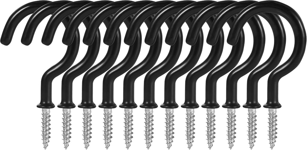2 Inch Ceiling Hooks, Vinyl Coated Screw-in Cup Hook for Hanging Plants, Lights, Mugs - Heavy Duty Indoor Outdoor