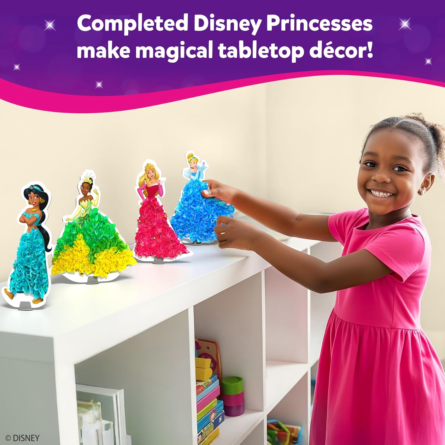 Poke-in Art – Disney Princesses, Wood Craft Kit, Gift for Kids | DIY Mess-Free Fun, Cinderalla, Ariel Fine Motor