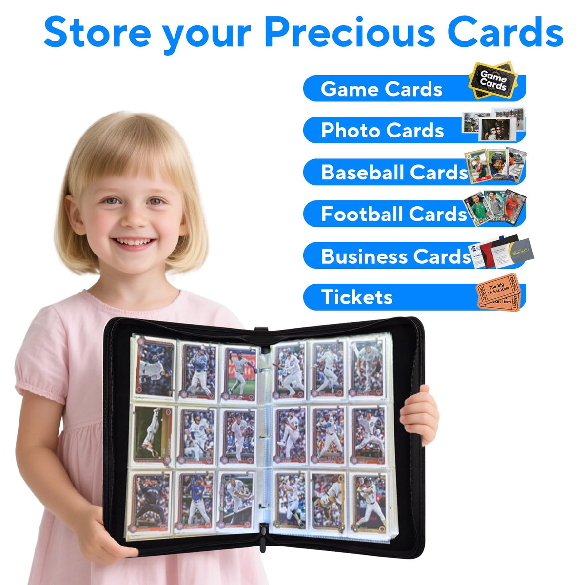 Portable 9-Pocket Trading Card Binder, Holds 720 Cards