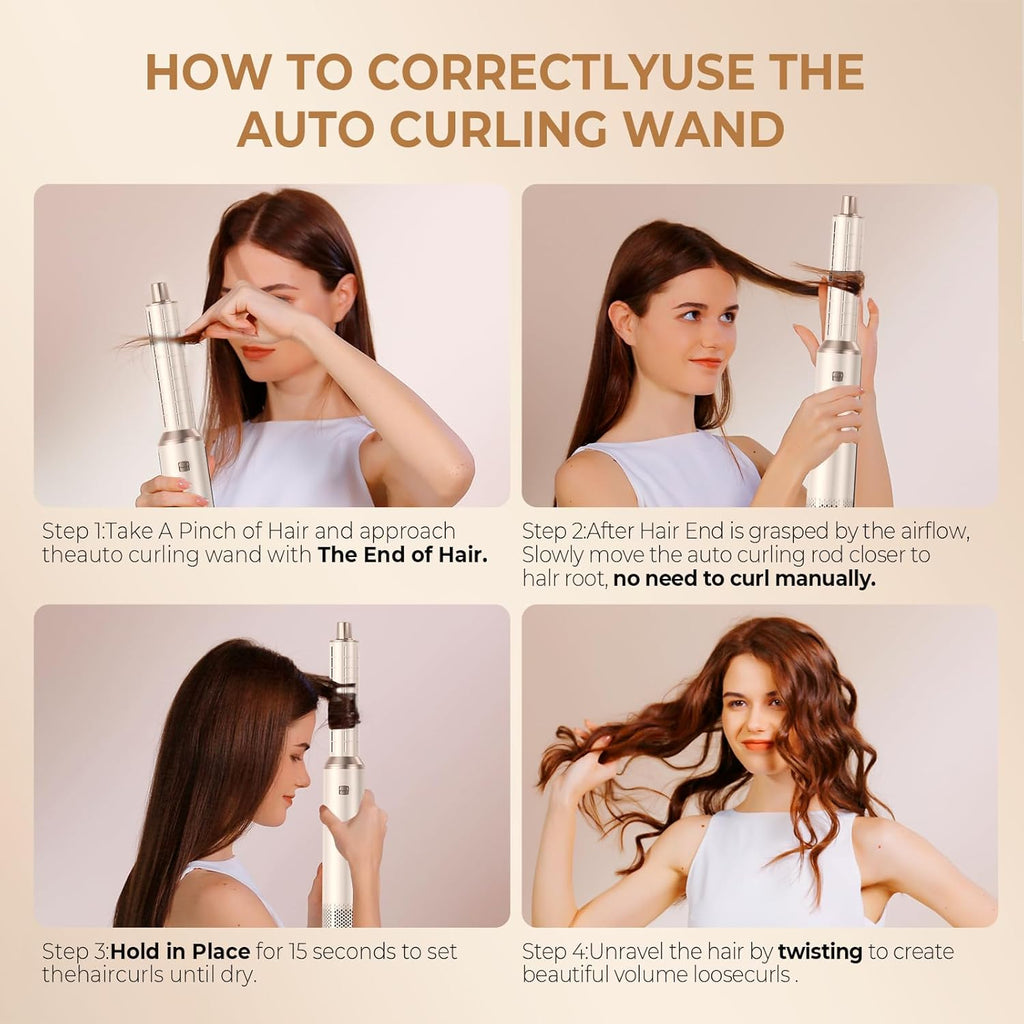 Hair Dryer Brush 5 in 1, Blow Dryer Brush Set with Air Curler Wrap Hair Styler, Negative Ionic Blow Dry Brush