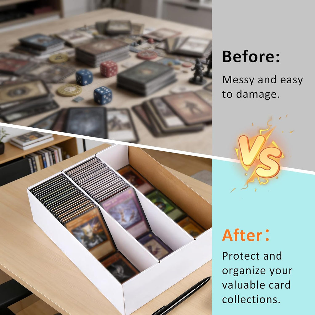Card Storage Box,3 Rows about 2400 Count Collector Cards Box with Divider,Trading Card Storage Box for TCG/Mtg/Sports