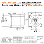 YEJMKJ Nema 34 Closed Loop Stepper Motor with Driver Kit 86-78mm 5.2Nm