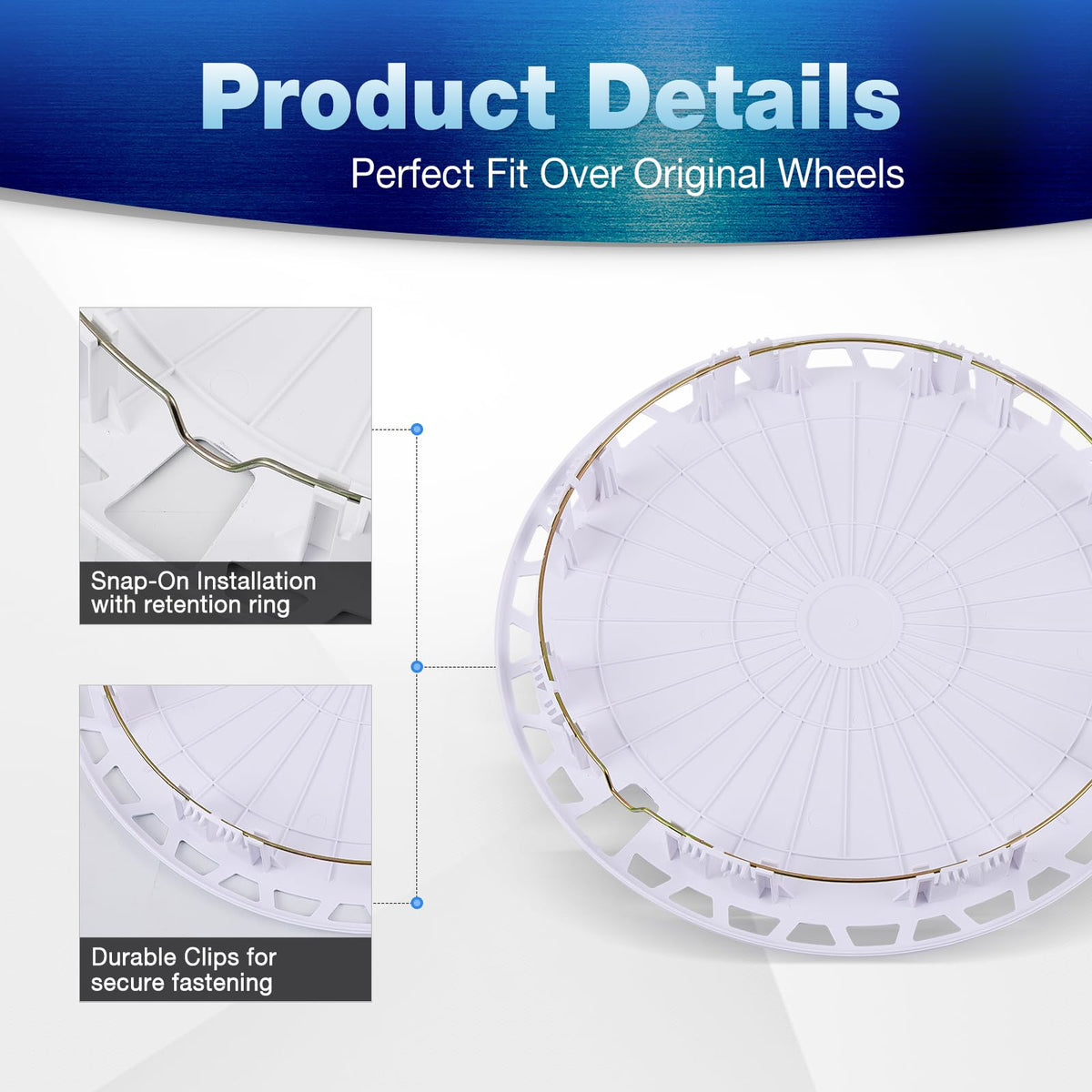 17-Inch UV Painted Universal Flat Hubcaps, Snap-On Design