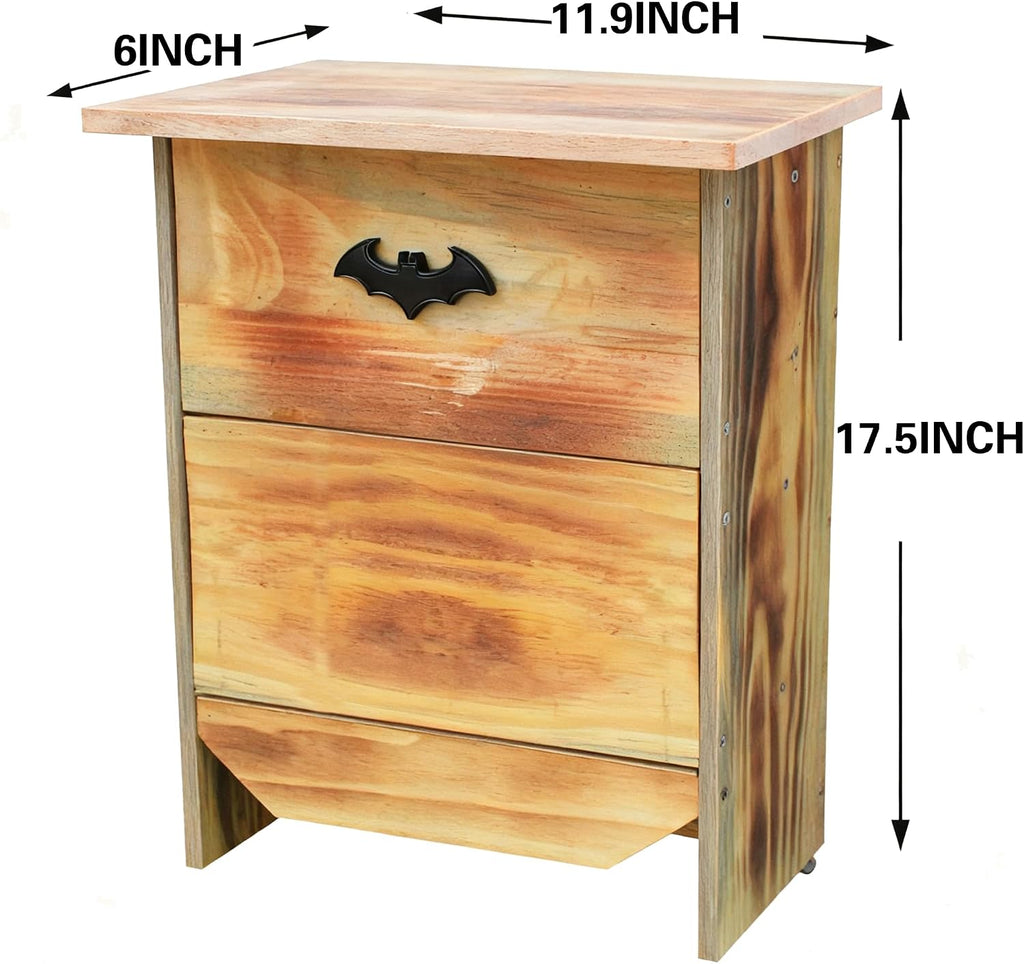 Large Solid Wood Bat House - Dual-Chamber Habitat to Attract Insect-Eating Bats | Includes Pre-Drilled Mounting Kit