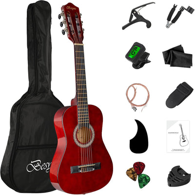 30in Beginner Kids Acoustic Guitar Basic Starter Kit Tuner Capo Strings Winders Strap Picks Student Youth Toddler