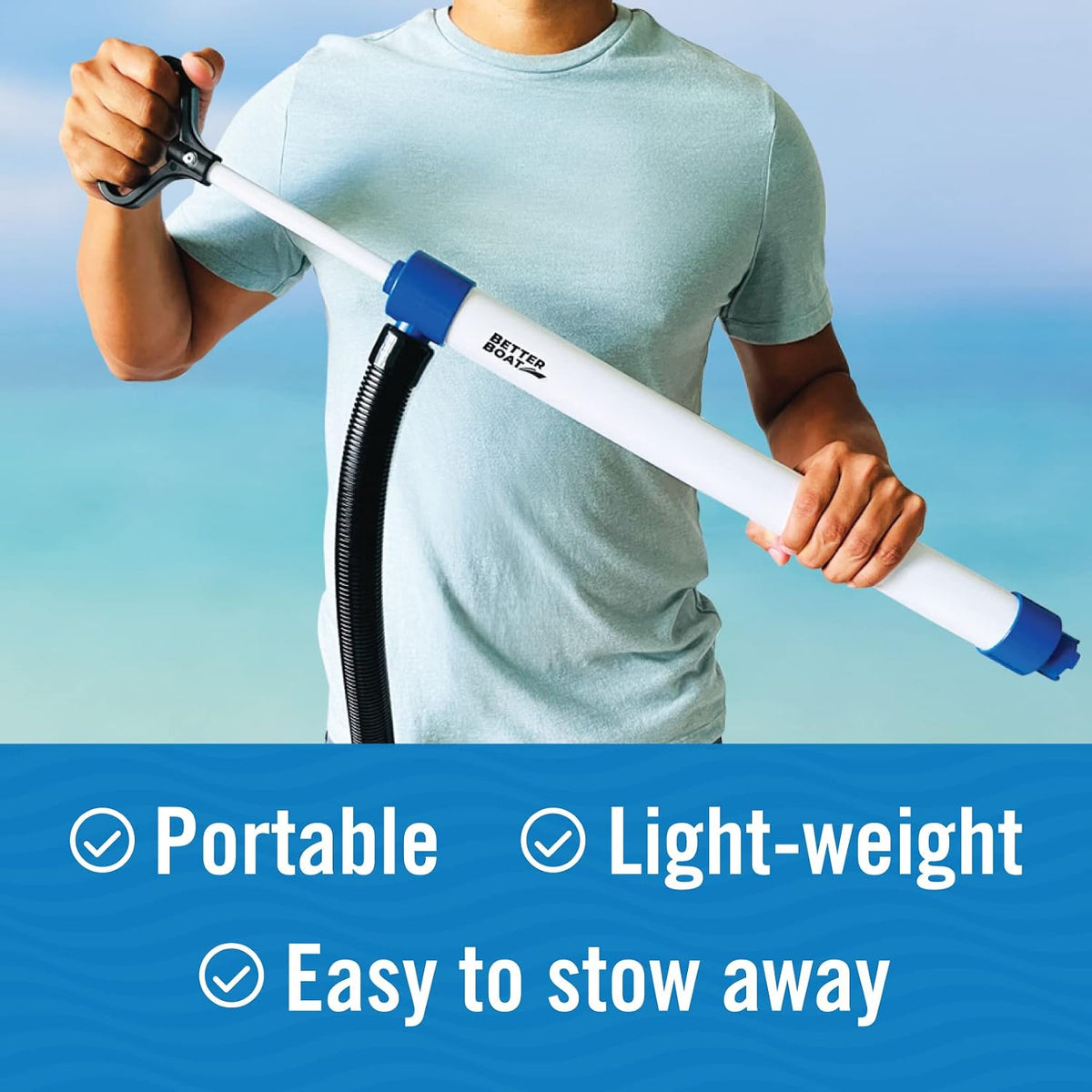 Manual Bilge Pump Large for Boats with 5ft Hose, Hand Water Pump for Kayak