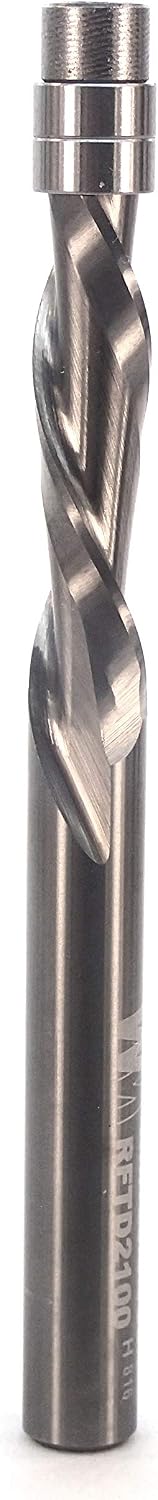 Whiteside RFTD2100 Spiral Downcut Flush Trim Router Bit: 1/4 Inch Cutting Diameter, 1/4 Inch Shank, 1 Inch Cutting
